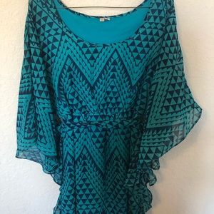 Cute Southern Style Blue Chevron Dress